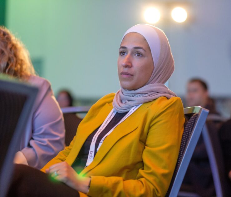 Woman paying attention at a conference
