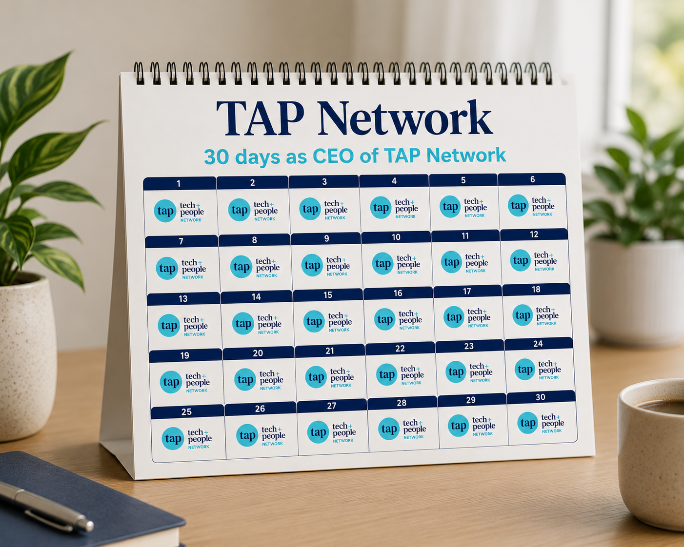 30 day calendar with TAP Network logo